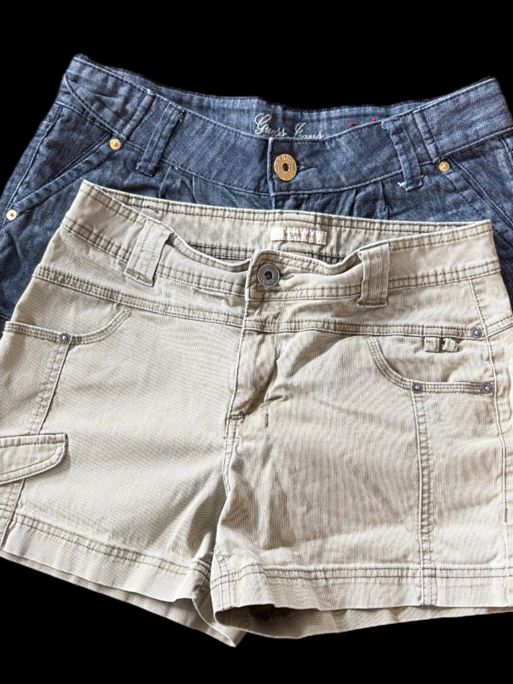 Y2K Vintage Shorts Bundle GUESS Low Rise Denim & Urban Life Utility Sz 28 9/10